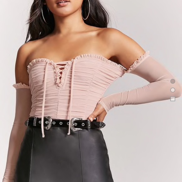mesh off the shoulder top